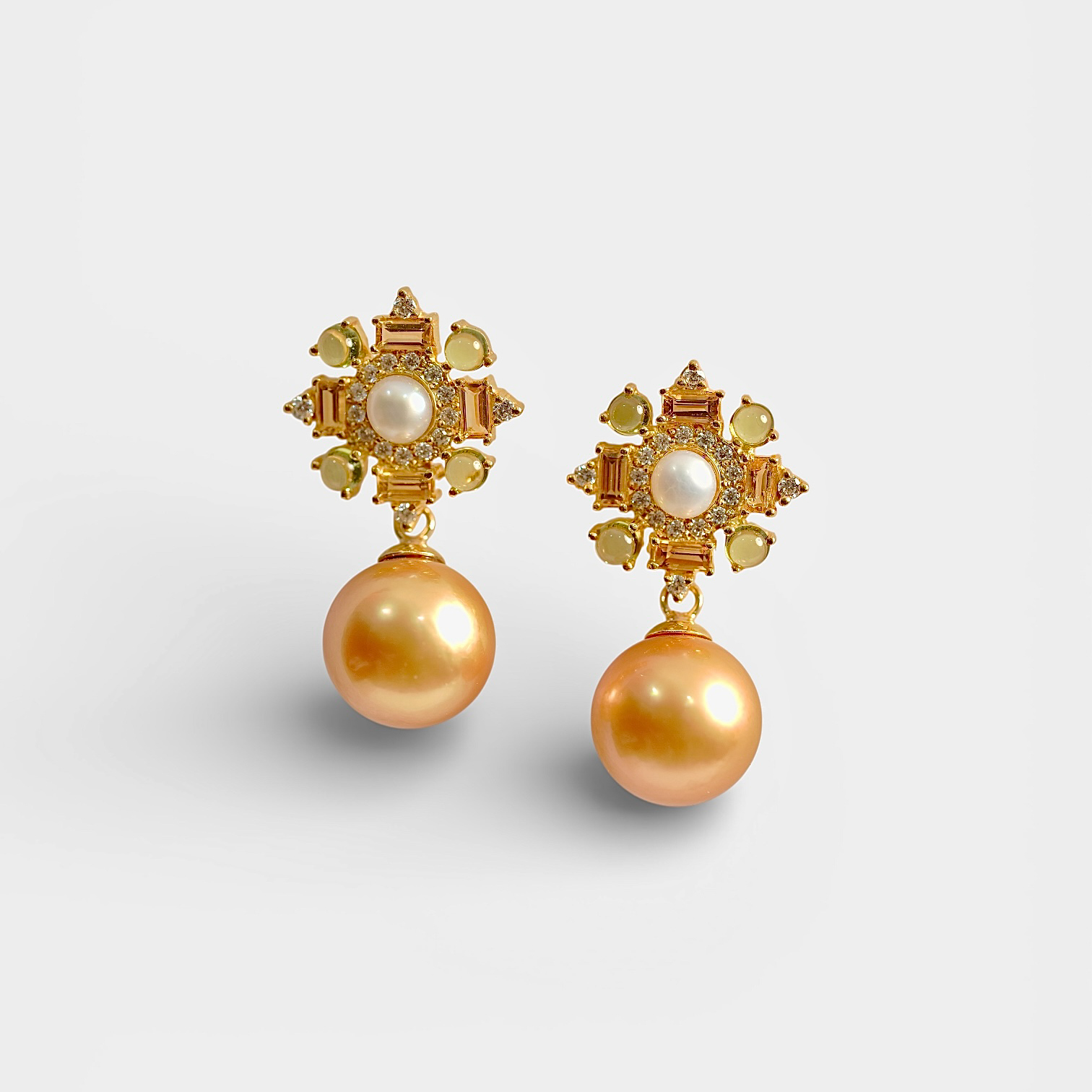 Golden South Sea Pearl Dangling Earrings