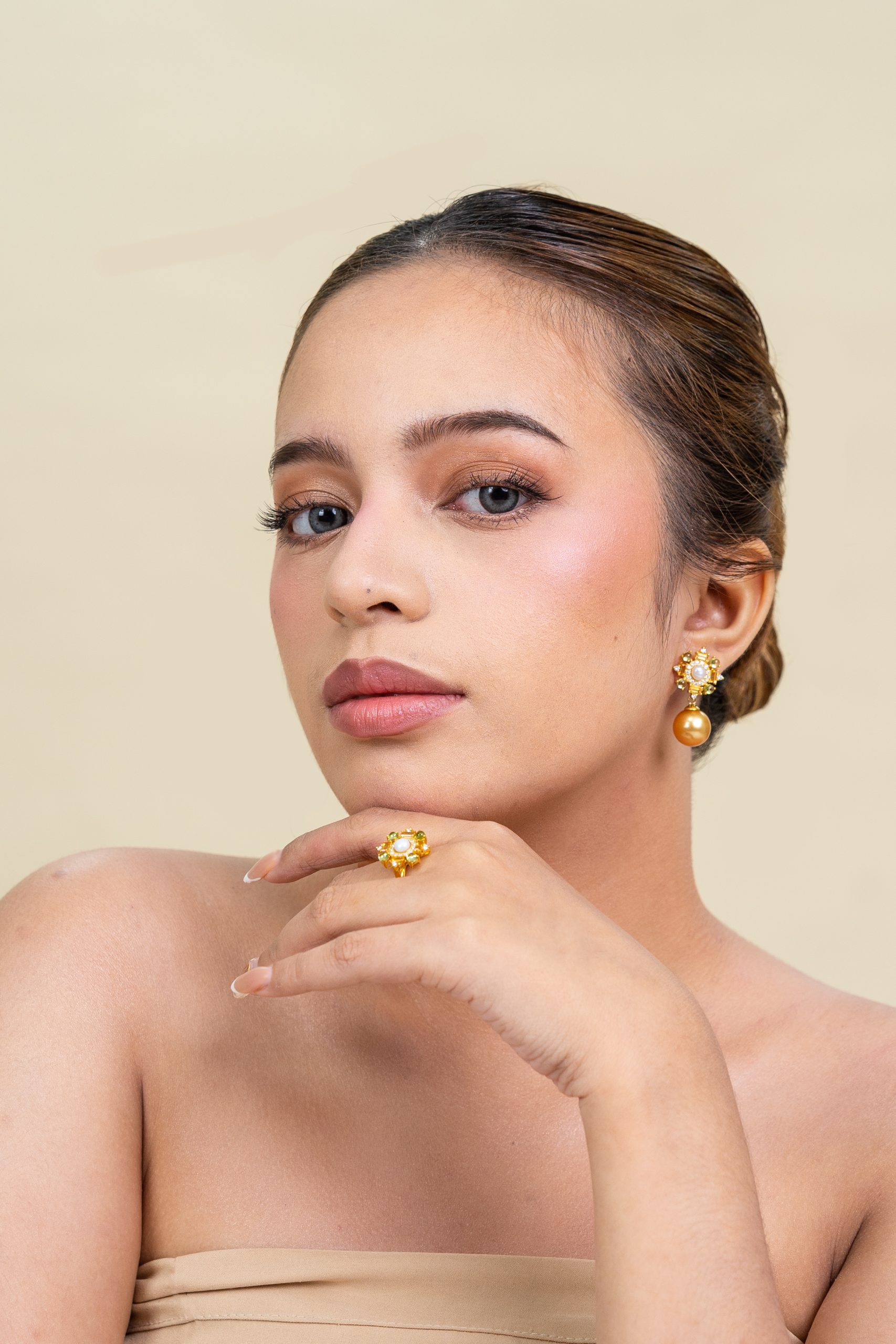 Golden South Sea Pearl Dangling Earrings - Image 5